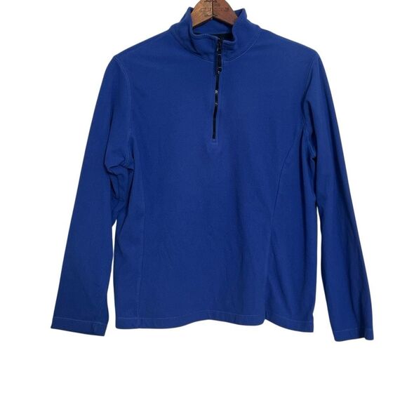 Lands' End Quarter Zip Thermacheck Fleece Pullover Sweatshirt Blue Size Medium - Picture 1 of 6